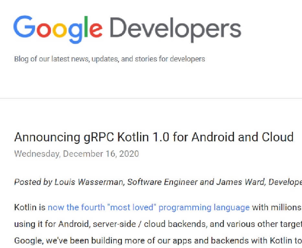 GoogleからAndroidおよびクラウド向けのgRPCKotlin1.0の発表がありました。
