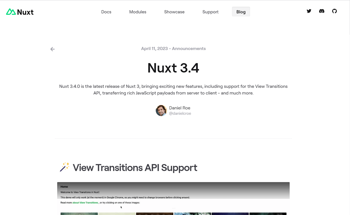 Nuxt 3.4 is Out　View Transitions APIをサポート